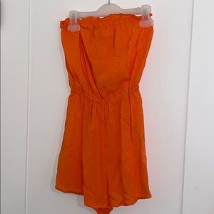 Orange strapless romper